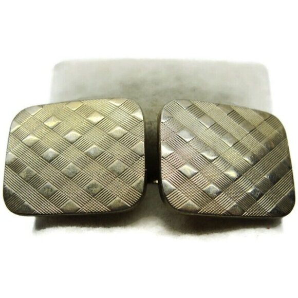 Cufflinks Gold Tone Weave Pattern Tux Shirt Dress Suit Vintage - Picture 6 of 6
